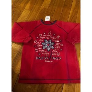 Vintage Oshkosh Girls Daisy Days Red Floral Shirt Daisies‎ 2T USA Made 90s